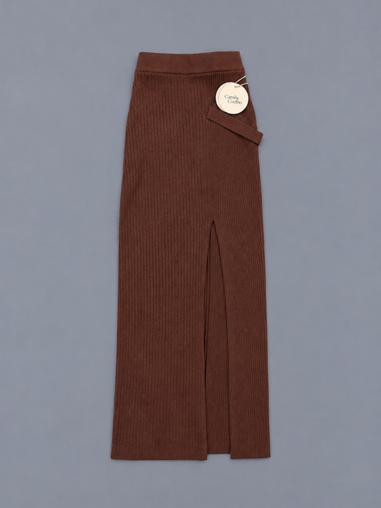 Camila Coelho Dresses & Skirts - Camila Coelho Brown Ribbed Knit Maxi Skirt Size S NWT